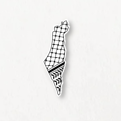 Palestine Map Black Kuffiyeh Sticker