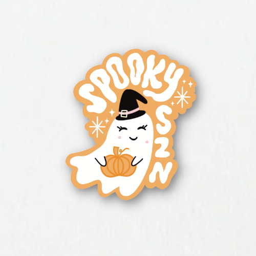 Orange Spooky Szn Cute Ghostie Sticker