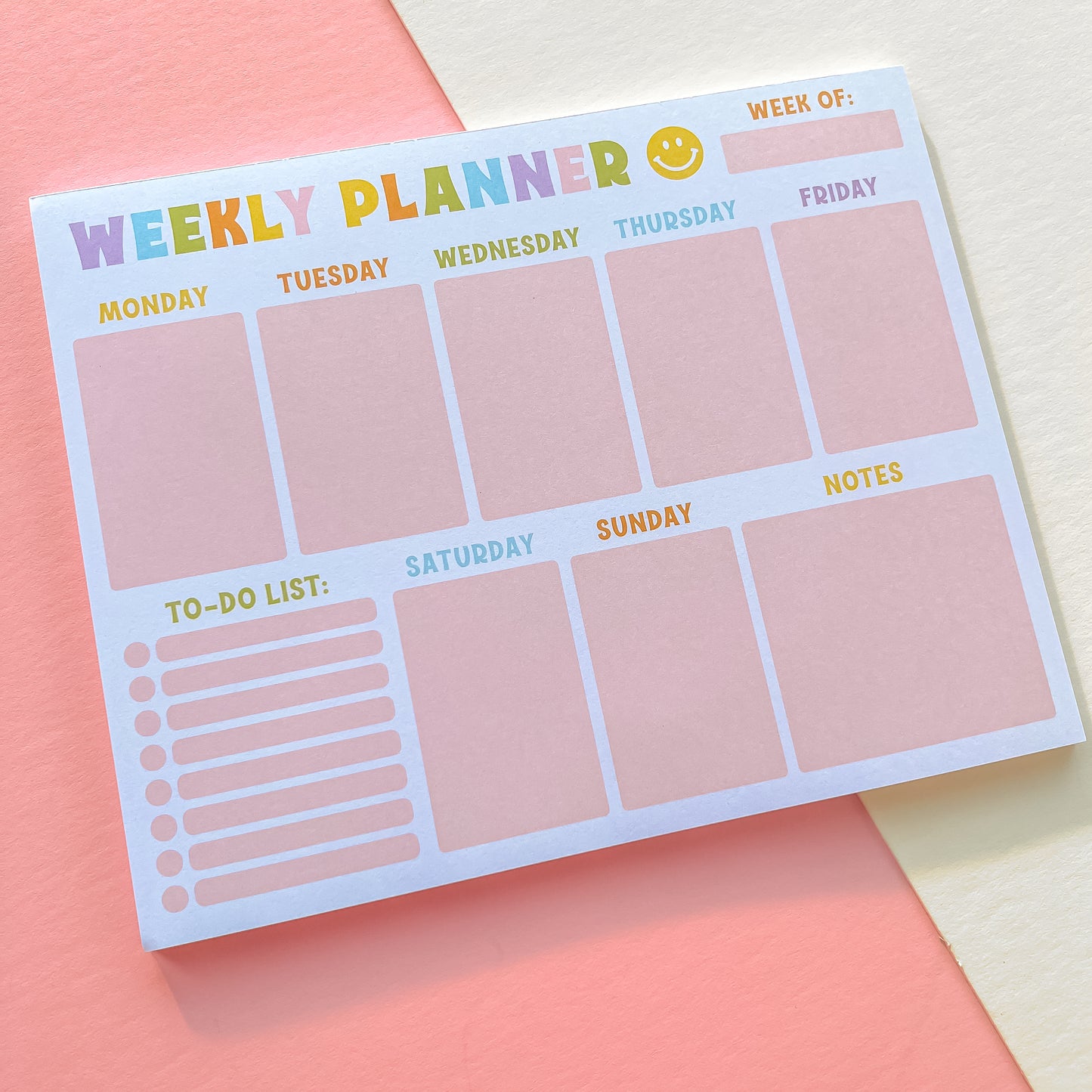 Smiley Colorful Weekly Planner Notepad