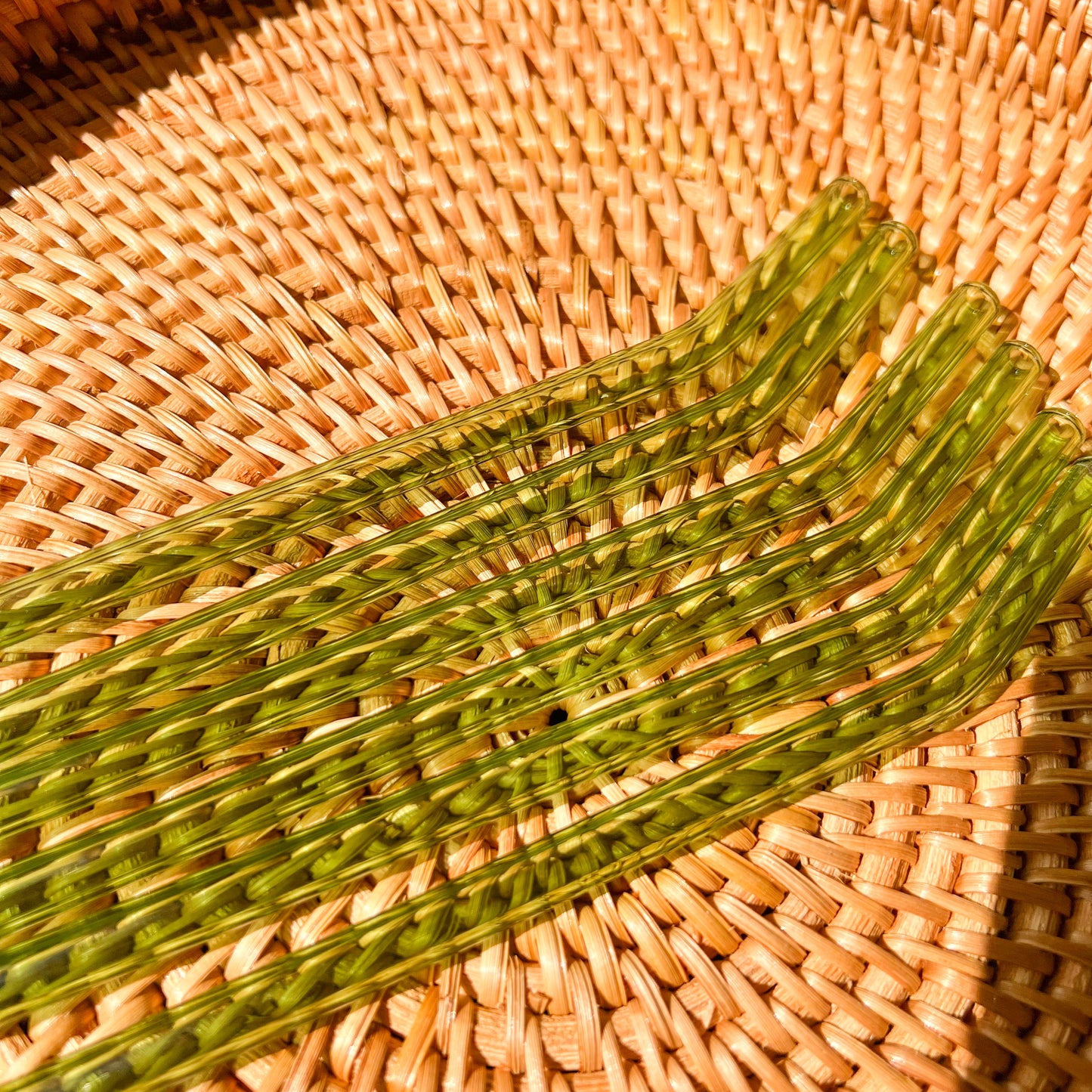 Green Bent Reusable Glass Straw