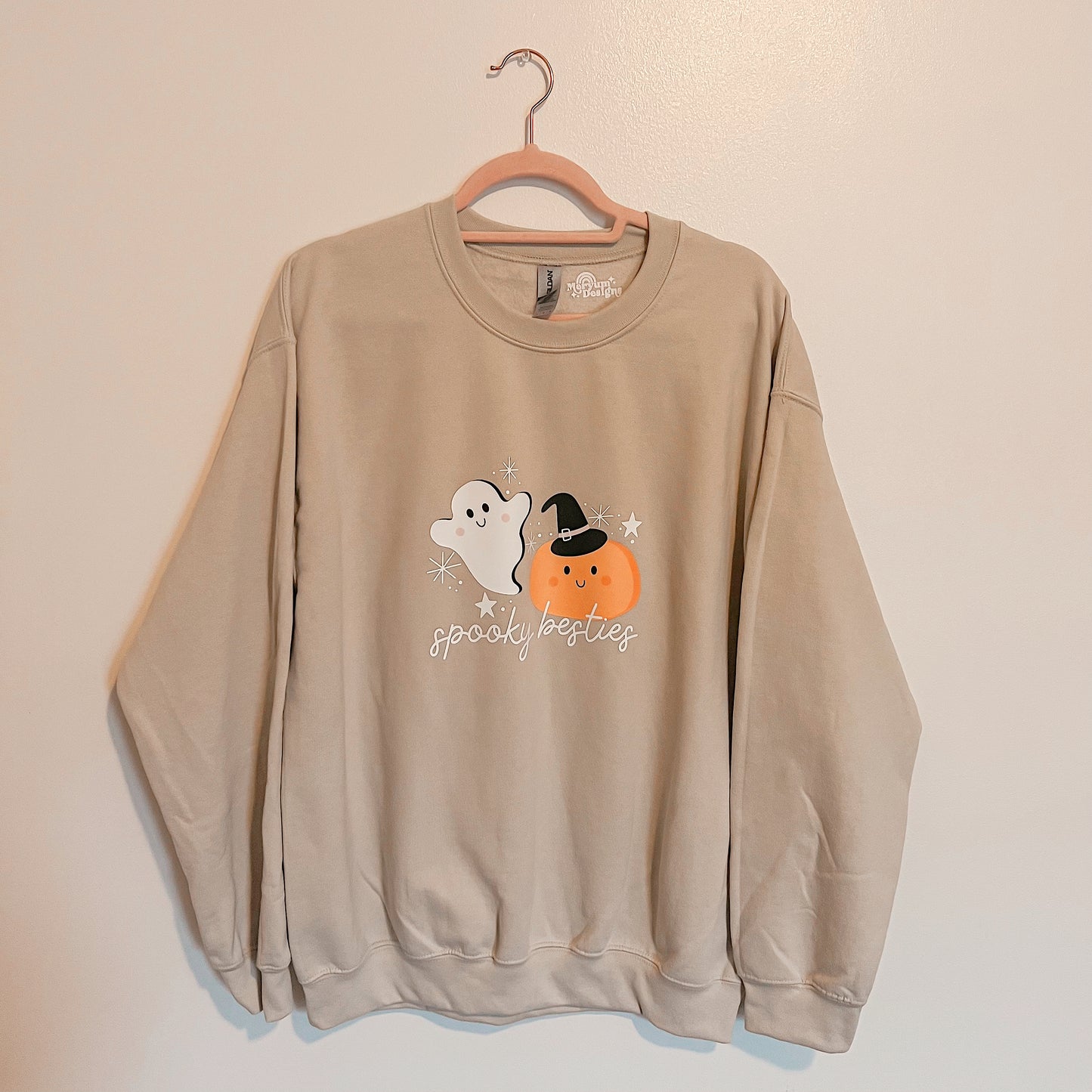 Ghostie and Pumpkin Beige Crewneck