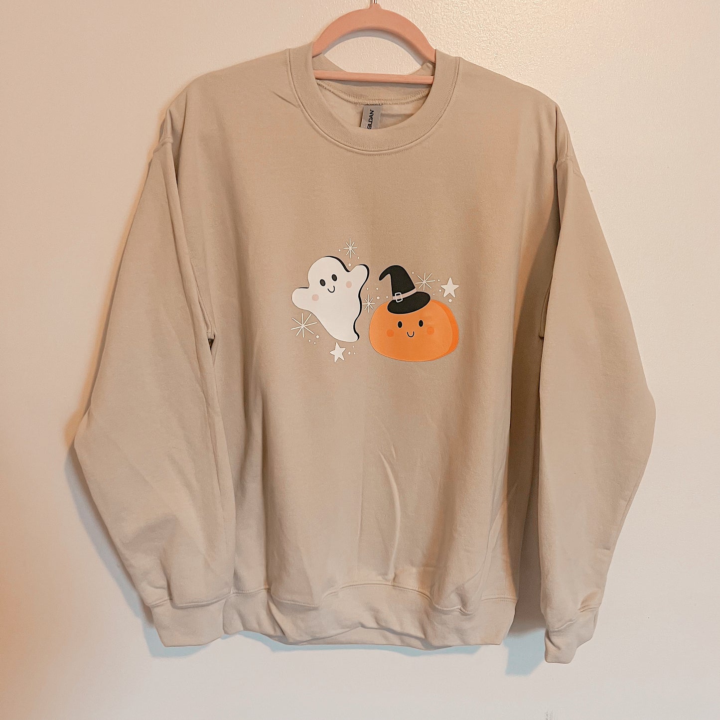 Ghostie and Pumpkin Beige Crewneck