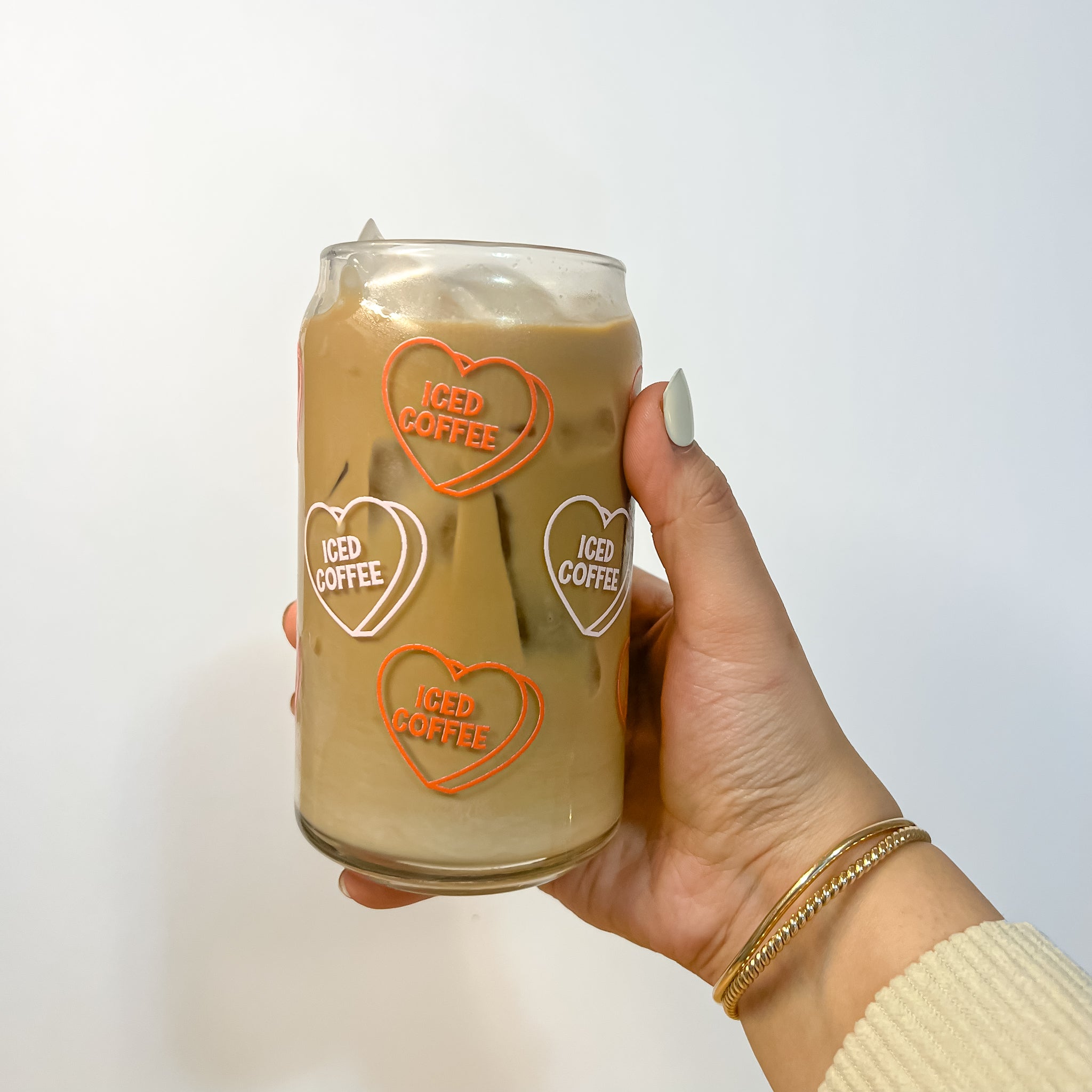 Valentine Hearts Beer Can Glass Cup Iced Coffee Glass 
