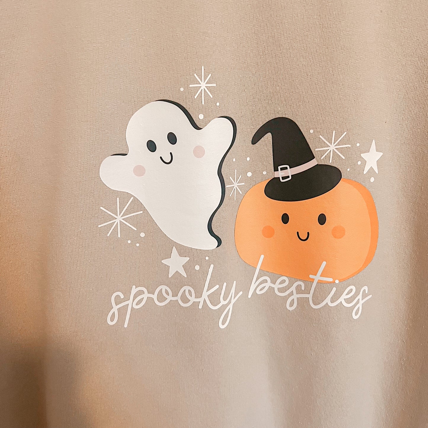 Ghostie and Pumpkin Beige Crewneck