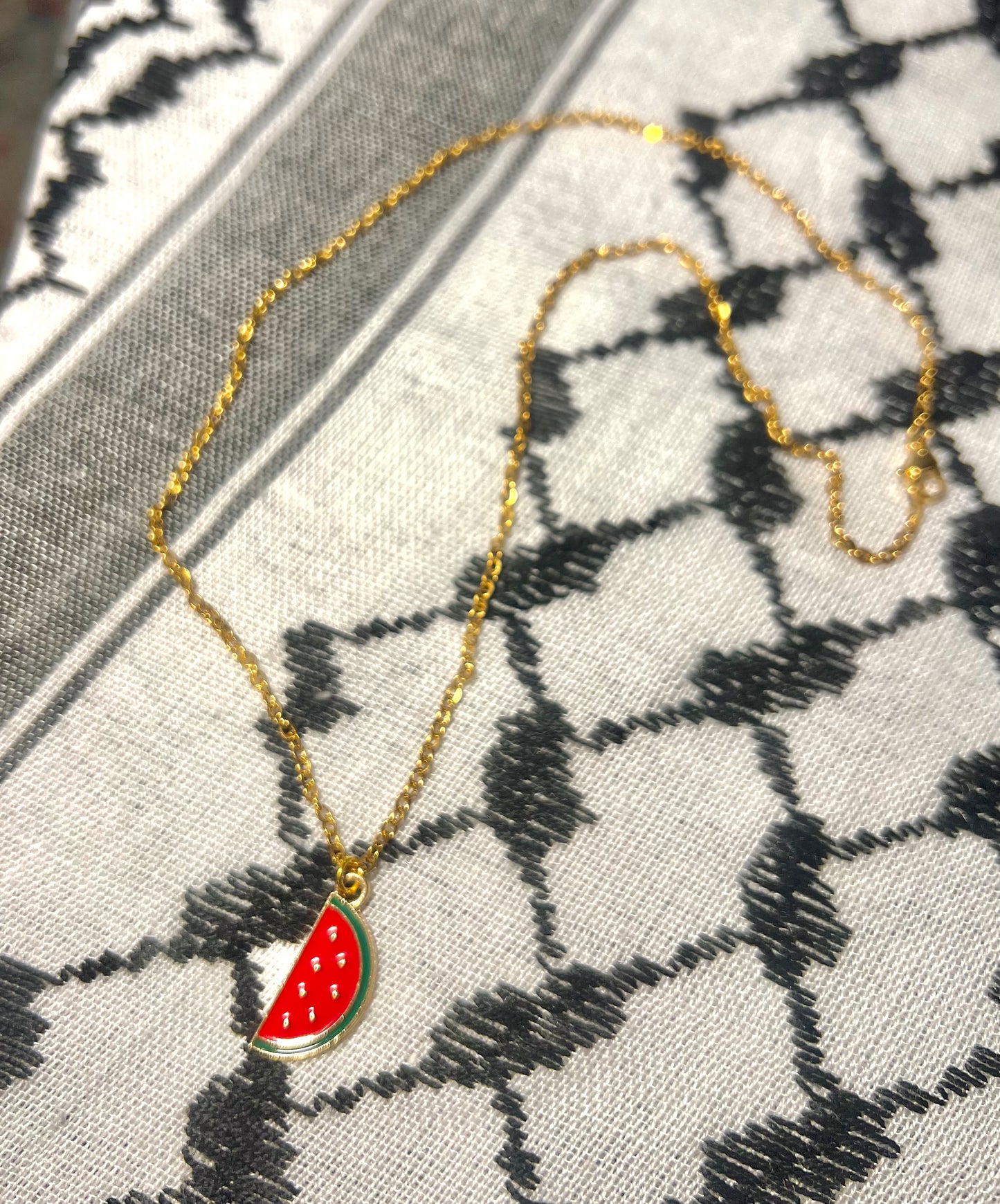 Slice of Resistance Palestine Watermelon Gold Chain Necklace