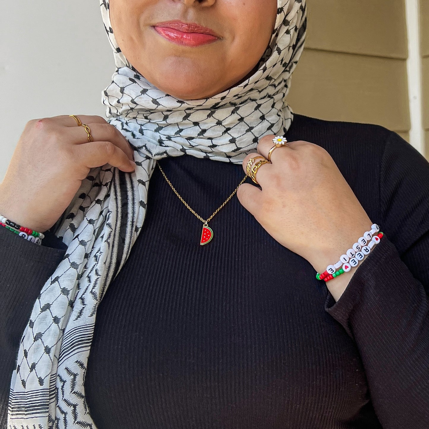 Slice of Resistance Palestine Watermelon Gold Chain Necklace