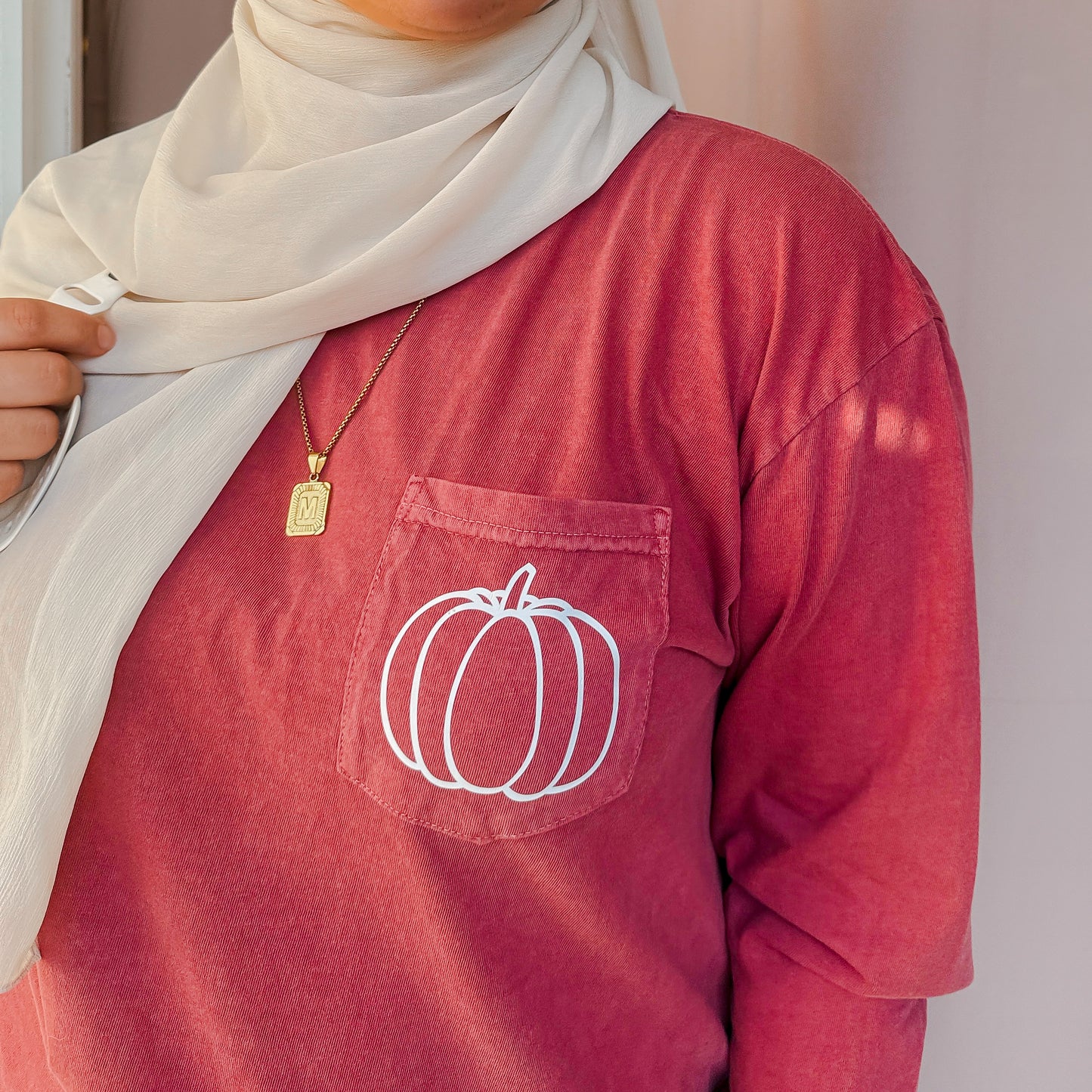 Pumpkin Comfort Colors Long Sleeve Pocket Tee