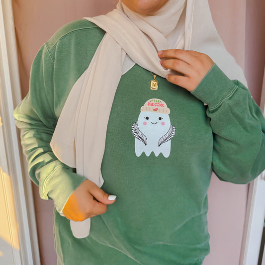 Free Palestine Ghostie Comfort Colors Crew