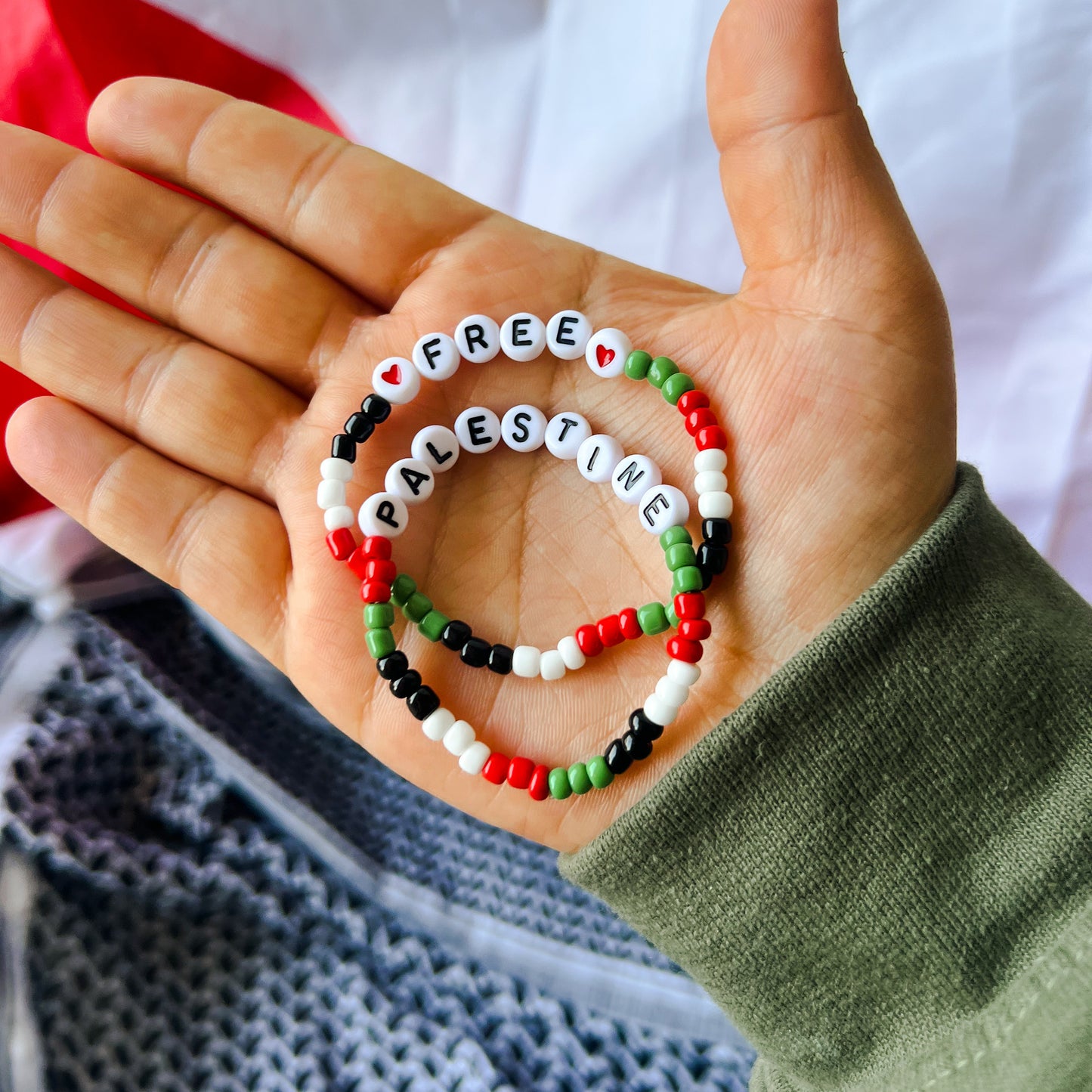 2 PACK - Free Palestine Unity Beaded Bracelet Pack 🇵🇸🇵🇸