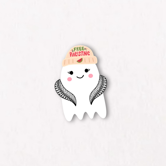 Free Palestine Beanie Cutie Ghostie Sticker