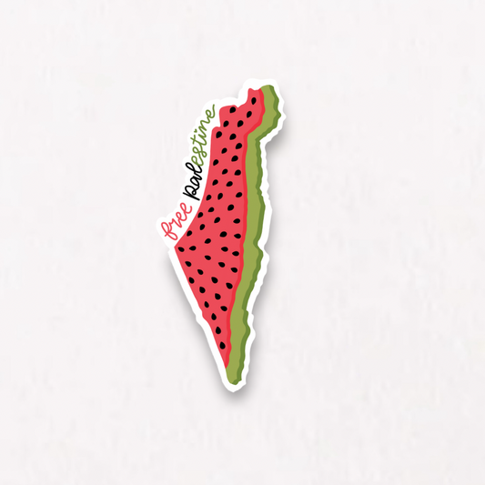 Free Palestine Watermelon Palestine Map Kuffiyeh Sticker