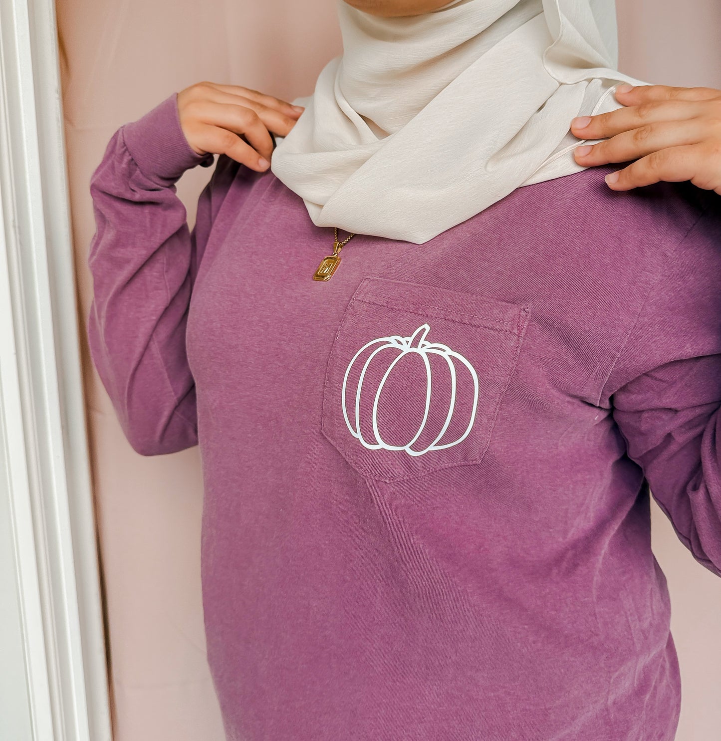 Pumpkin Comfort Colors Long Sleeve Pocket Tee