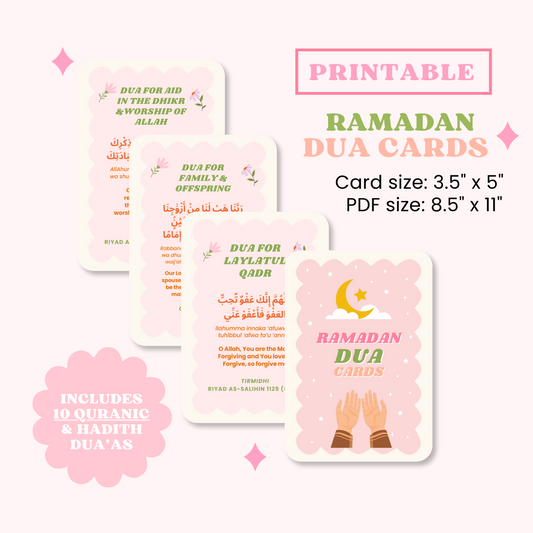 Ramadan Dua Cards Printable - Digital Download File