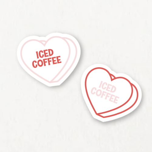Iced Coffee Candy Heart Sticker Pack