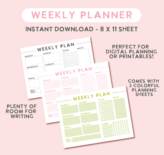Weekly Plan - Digital Printable Planning Sheet