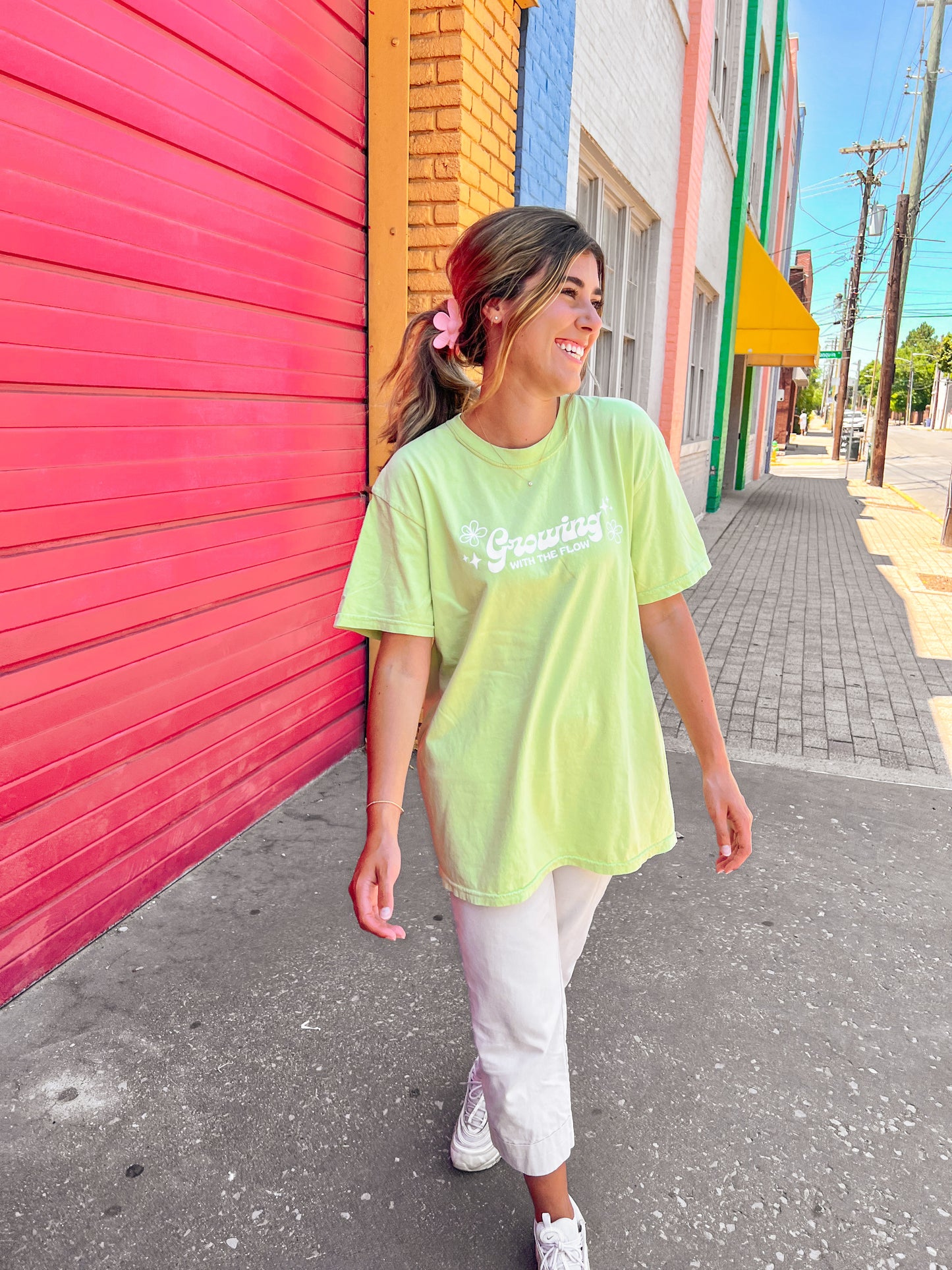 Growing With The Flow Kiwi Green Comfort Colors Tee