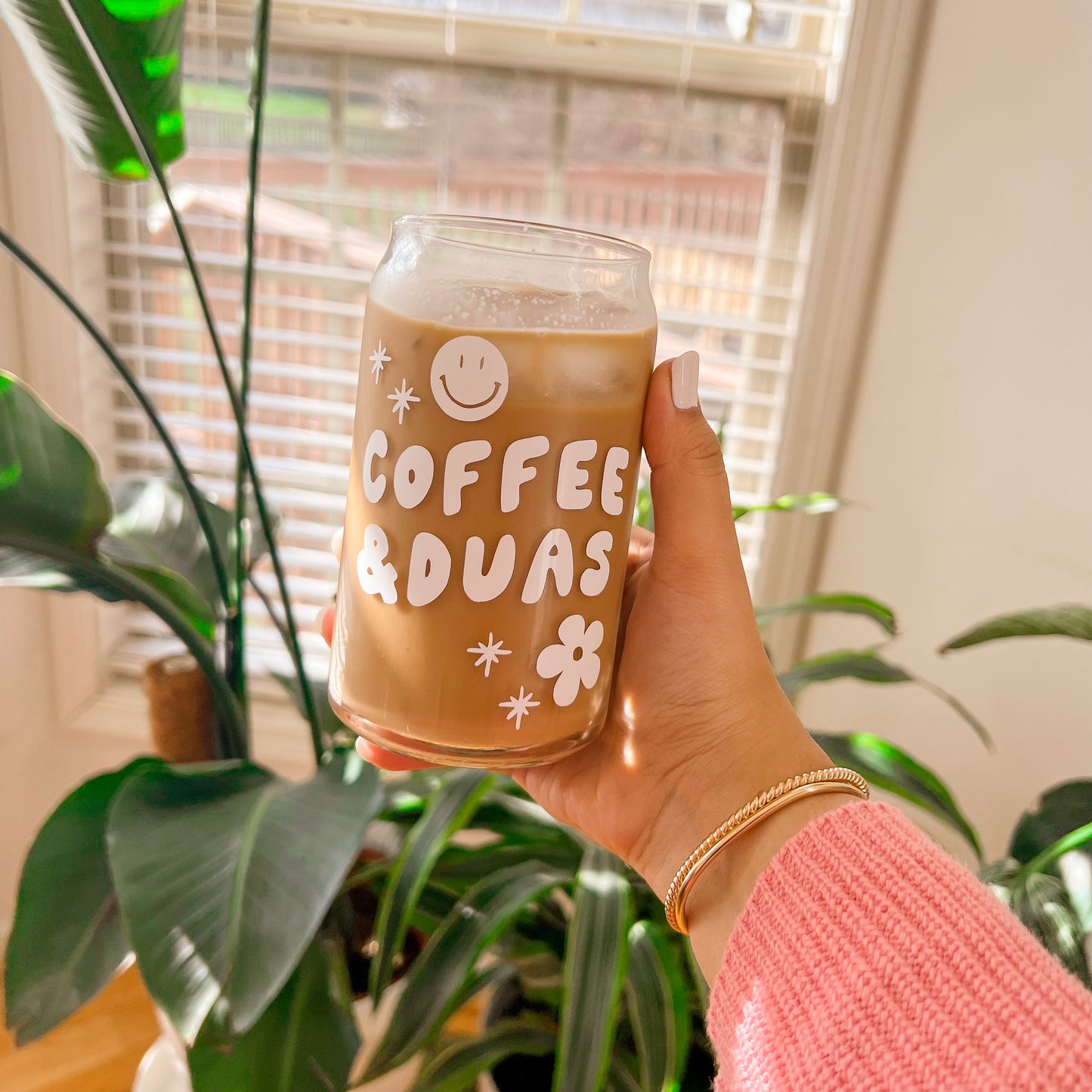 Coffee & Duas Smiley Flower Glass Cup