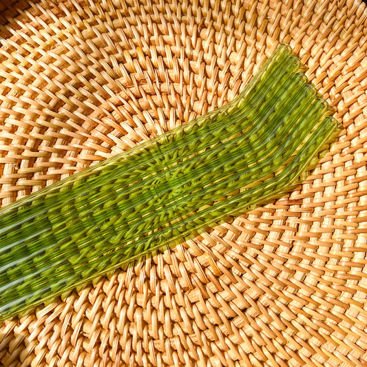 Green Bent Reusable Glass Straw