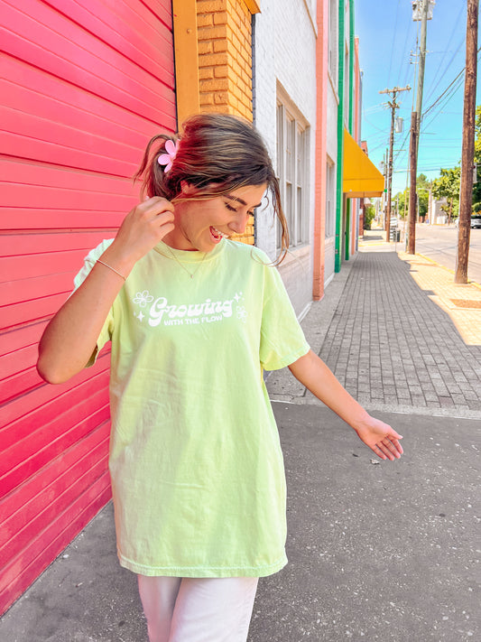 Growing With The Flow Kiwi Green Comfort Colors Tee